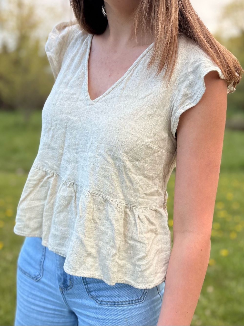 Abercrombie & Fitch Beige Peplum Blouse